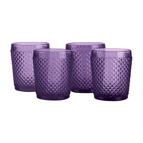Set de 4 Vasos de Cristal Diamante Violeta 320ml
