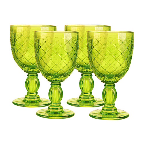 Copas de Cristal Knitted Verde Set de 4 piezas 315 ml