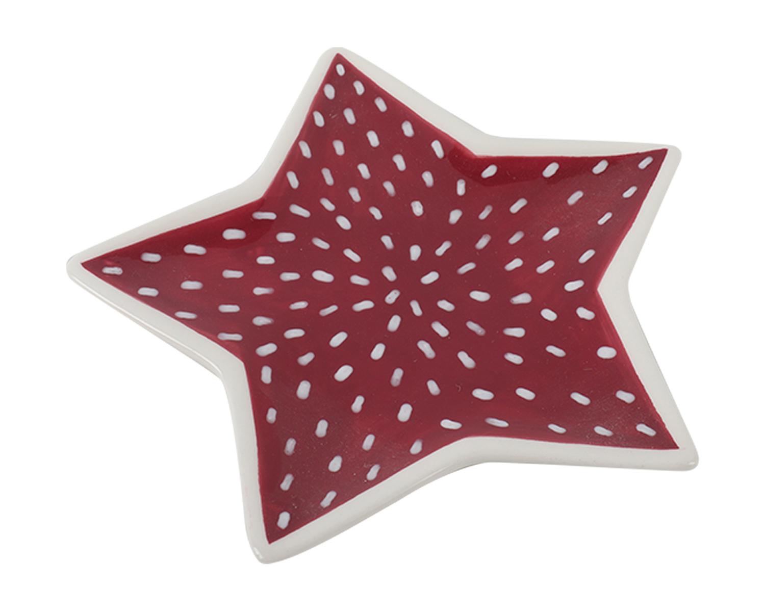 Plato Estrella Navideña Dots Rojo