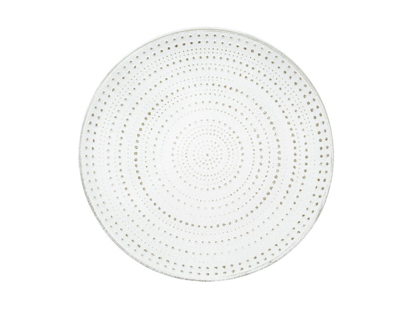 Platón con espiral de puntos en color blanco con terminada madera