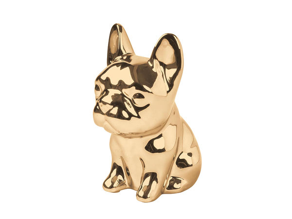 Figura de Perro Boston Terrier De Color Dorado Hecho De Porcelana