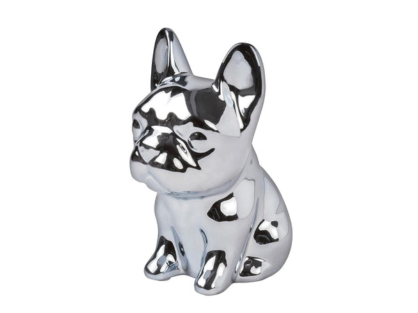 Figura de Perro Boston Terrier De Color Plateado en Porcelana