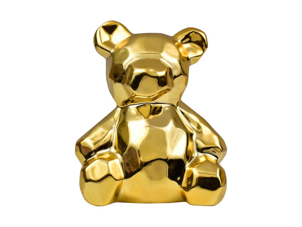 Figura Oso Geométrico Dorado De Porcelana