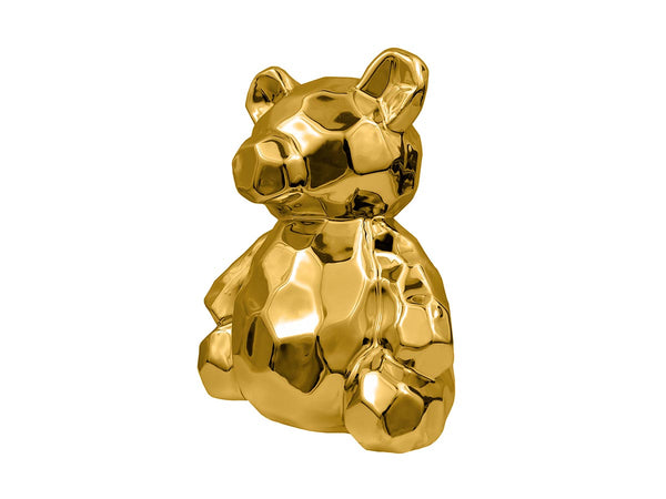 Figura Decorativa Oso Geométrico Dorado Grande