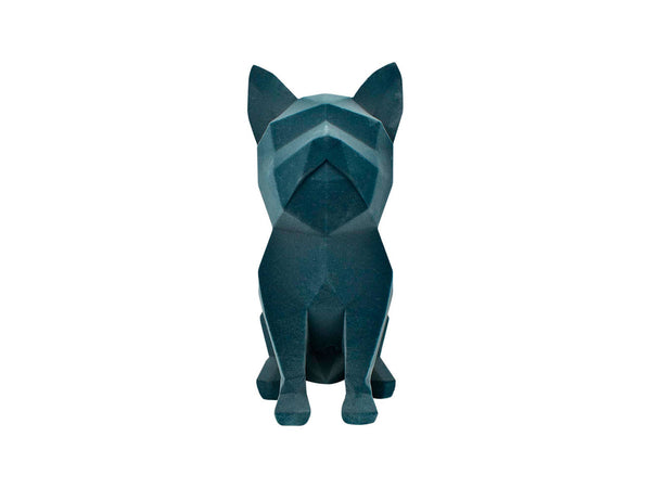Figura Perro Bulldog Francés Geométrico color Gris de Resina Terciopelo Gris