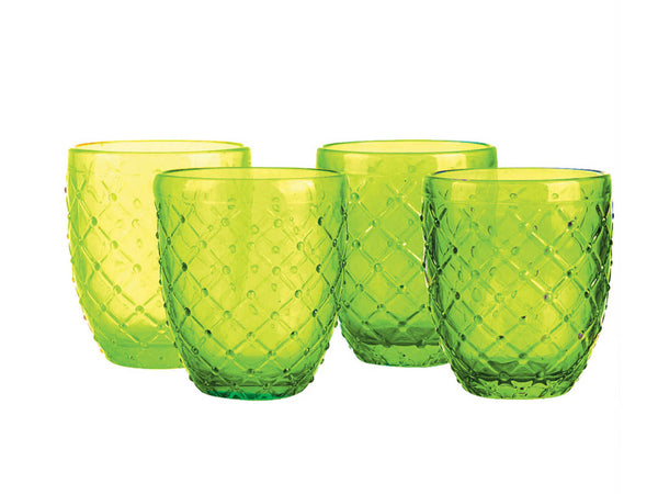 Set de 4 Vasos de Cristal Knitted Verde 305ml
