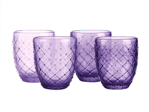 Set de 4 Vasos de Cristal Knitted Violeta 305ml